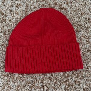 Red Ribbed Knit Beanie